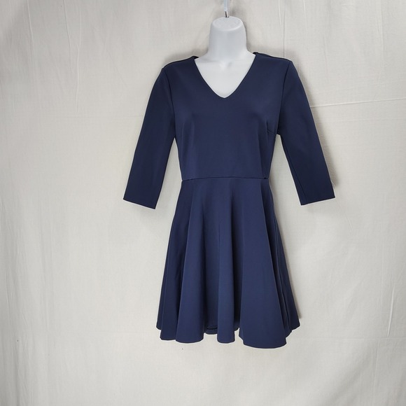 Diane Von Furstenberg Dresses & Skirts - DVF Diane Von Furstenberg | Women's 2 Navy‎ 3/4 Sleeve Ponte Skater Mini Dress